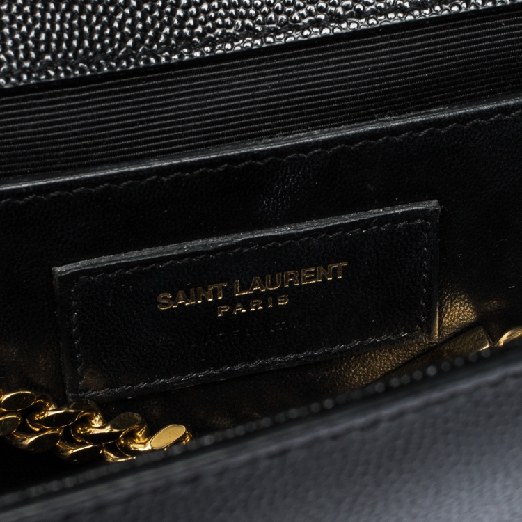 Pre Owned Saint Laurent Black Leather Medium Kate Shoulder Bag