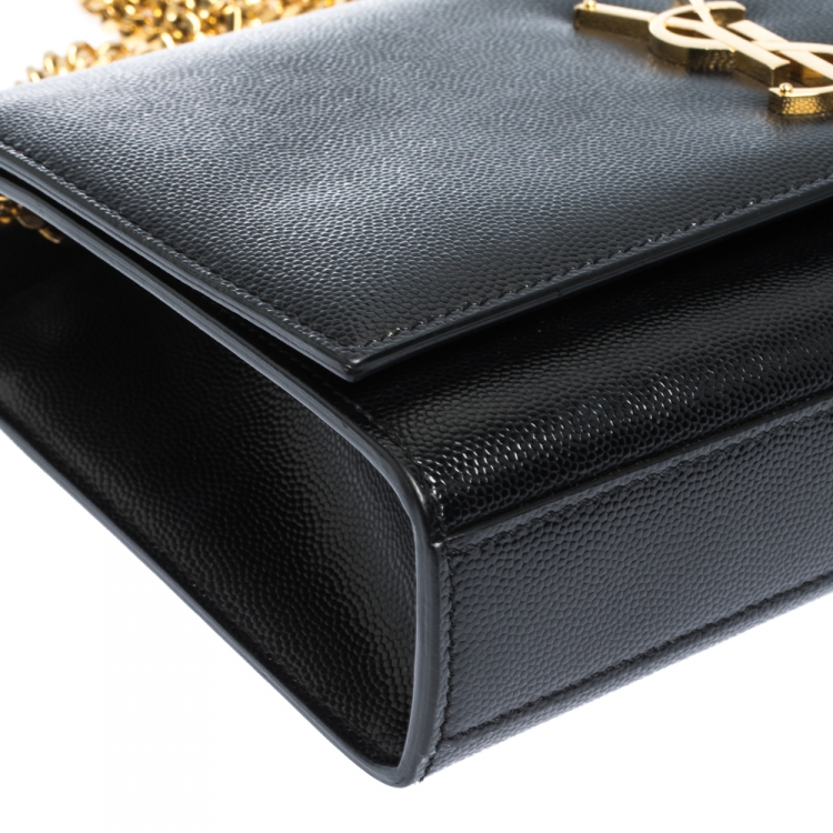 Pre Owned Saint Laurent Black Leather Medium Kate Shoulder Bag