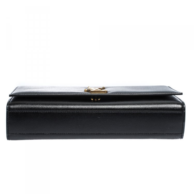 Pre Owned Saint Laurent Black Leather Medium Kate Shoulder Bag