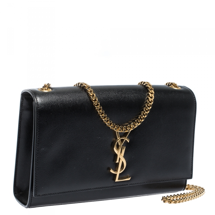 Pre Owned Saint Laurent Black Leather Medium Kate Shoulder Bag