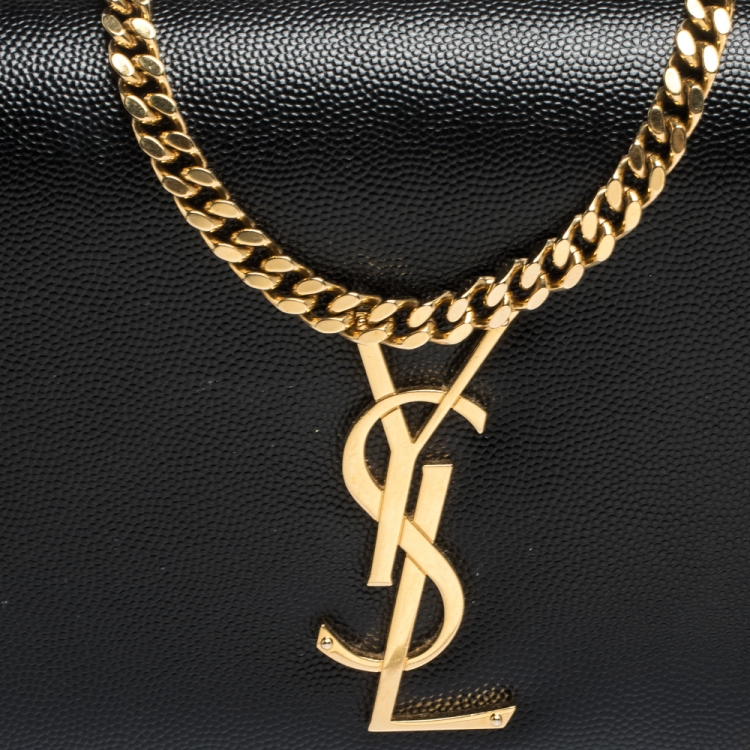 Pre Owned Saint Laurent Black Leather Medium Kate Shoulder Bag