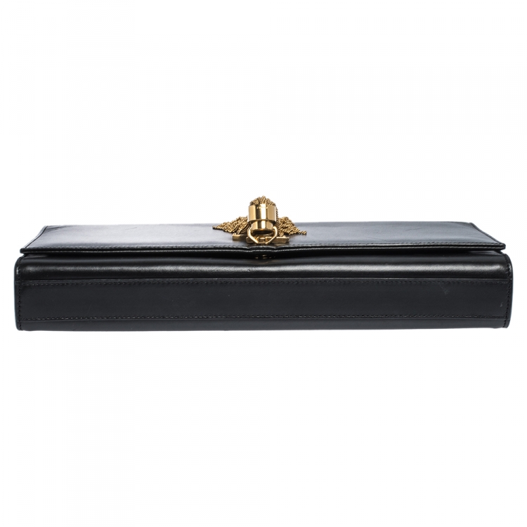 Pre Owned Saint Laurent Black Leather Kate Tassel Clutch