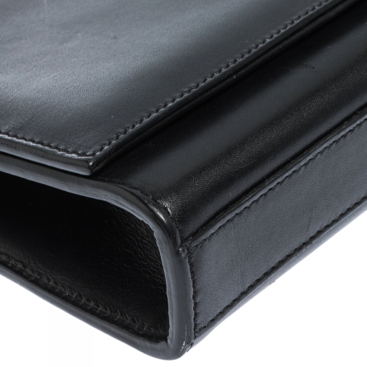 Pre Owned Saint Laurent Black Leather Kate Tassel Clutch