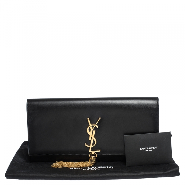 Pre Owned Saint Laurent Black Leather Kate Tassel Clutch