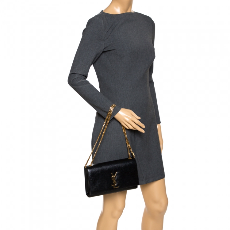 Pre Owned Saint Laurent Black Leather Medium Kate Shoulder Bag
