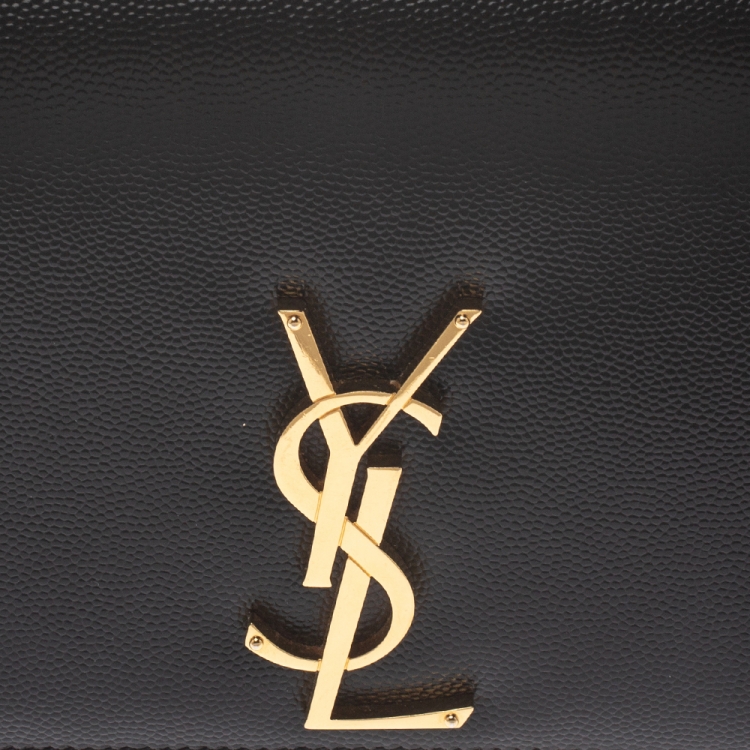 Pre Owned Saint Laurent Black Leather Medium Kate Shoulder Bag