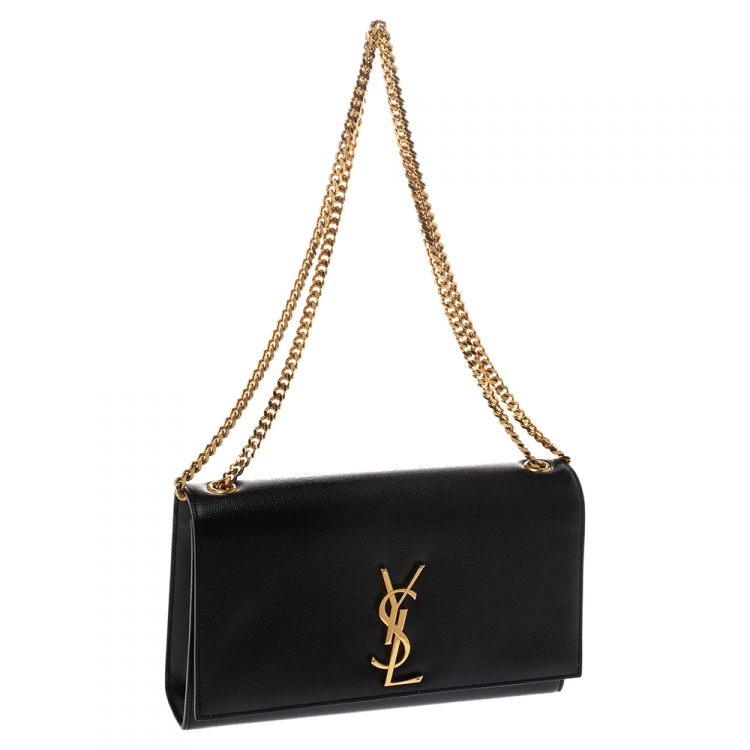 Pre Owned Saint Laurent Black Leather Medium Kate Shoulder Bag