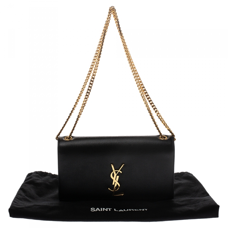 Pre Owned Saint Laurent Black Leather Medium Kate Shoulder Bag