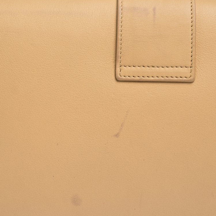 Pre Owned Saint Laurent Paris Beige Leather Y Line Clutch