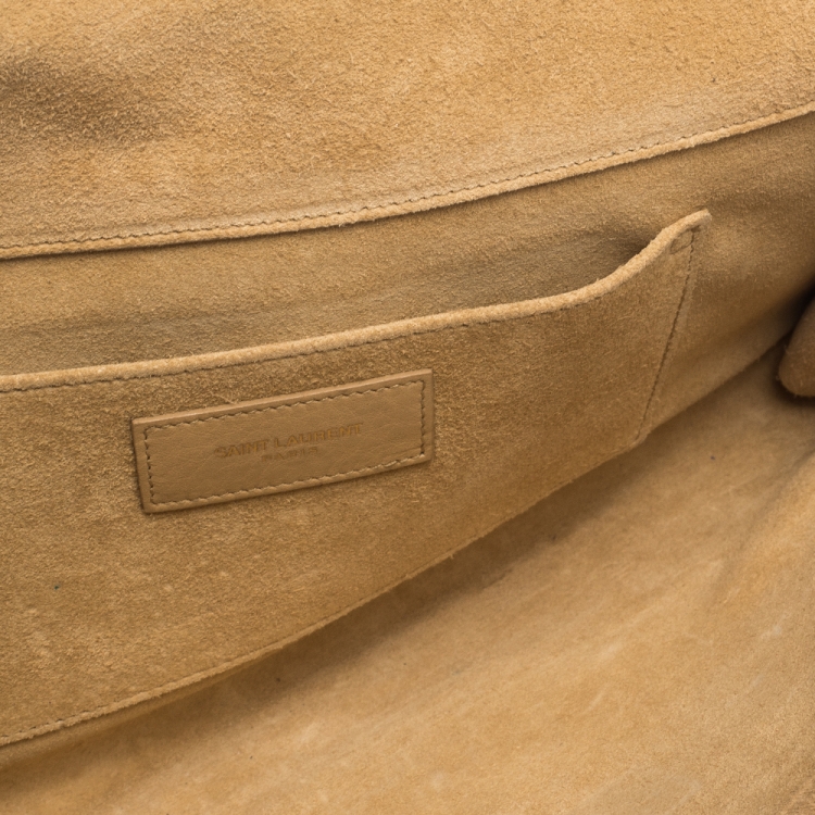 Pre Owned Saint Laurent Paris Beige Leather Y Line Clutch