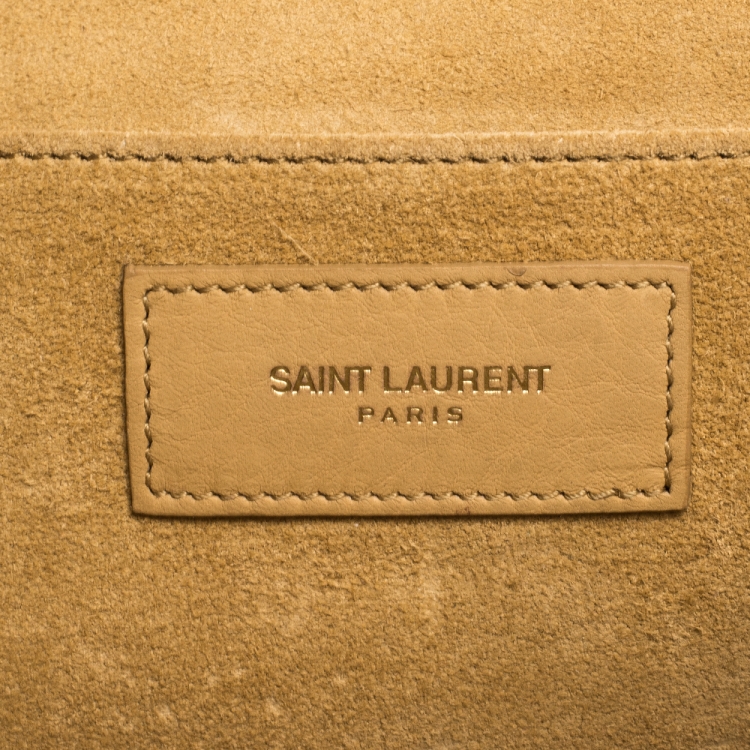 Pre Owned Saint Laurent Paris Beige Leather Y Line Clutch