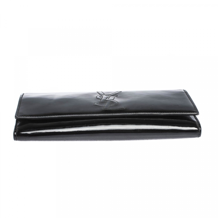 Pre Owned Saint Laurent Black Patent Leather Belle De Jour Wallet