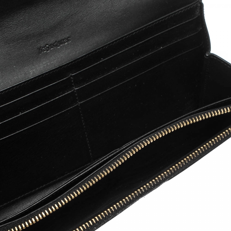Yves Saint Laurent Black Patent Leather Belle De Jour Zip Around