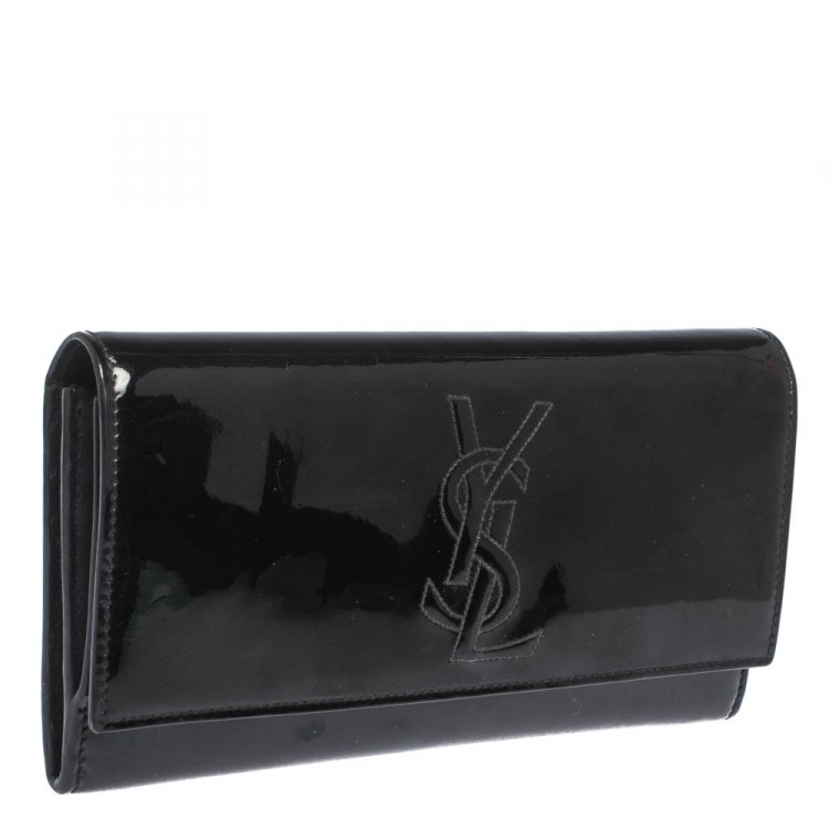 Pre Owned Saint Laurent Black Patent Leather Belle De Jour Wallet