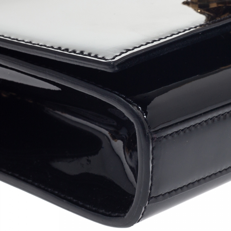 Pre Owned Saint Laurent Paris Black Patent Leather Small Kate Tassel Crossbody Bag