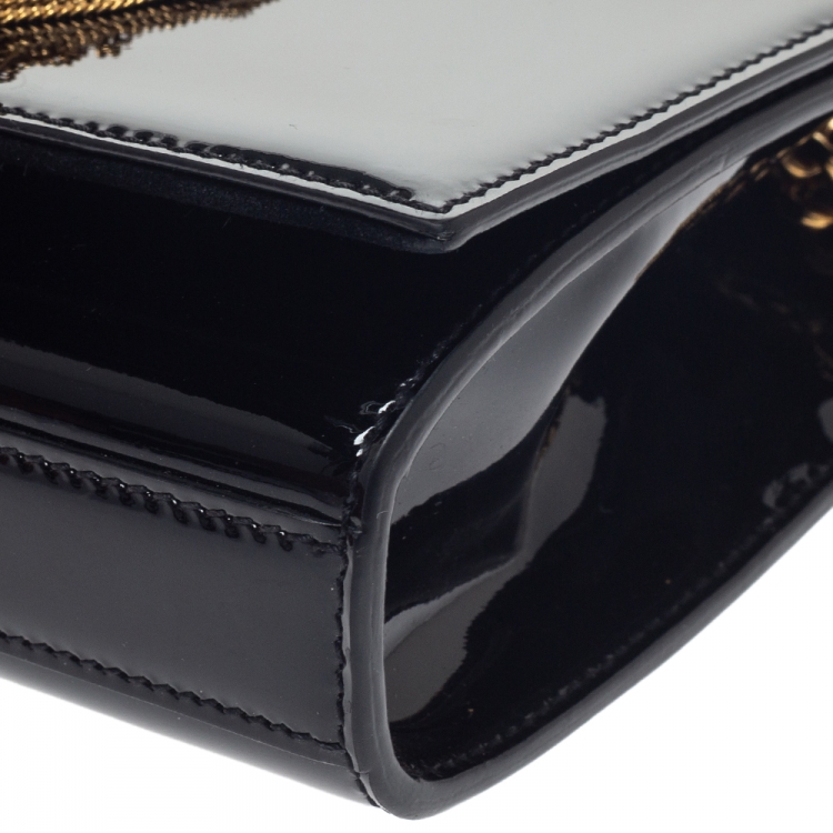 Pre Owned Saint Laurent Paris Black Patent Leather Small Kate Tassel Crossbody Bag