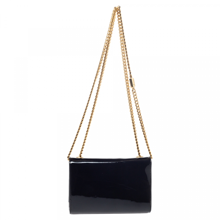 Pre Owned Saint Laurent Paris Black Patent Leather Small Kate Tassel Crossbody Bag