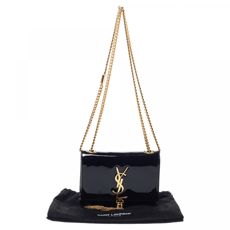 Pre Owned Saint Laurent Paris Black Patent Leather Small Kate Tassel Crossbody Bag