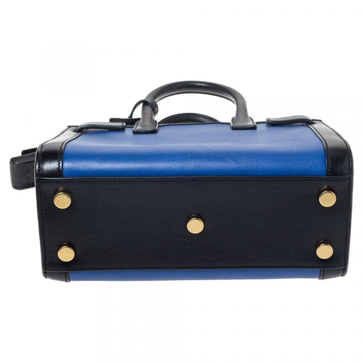 Pre Owned Saint Laurent Blue/Black Leather Nano Classic Sac De Jour Tote
