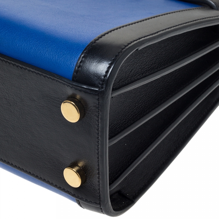 Pre Owned Saint Laurent Blue/Black Leather Nano Classic Sac De Jour Tote