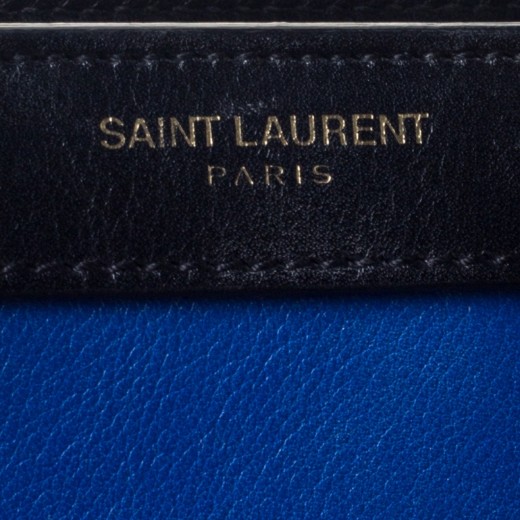 Pre Owned Saint Laurent Blue/Black Leather Nano Classic Sac De Jour Tote