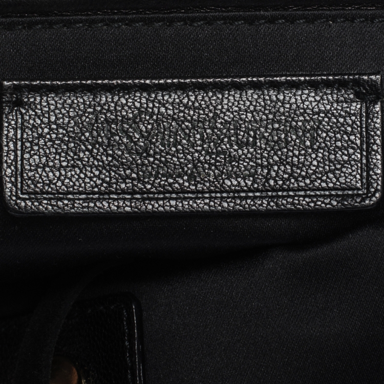 Pre Owned Saint Laurent Paris Black Suede and Leather Fringe Mombasa Hobo