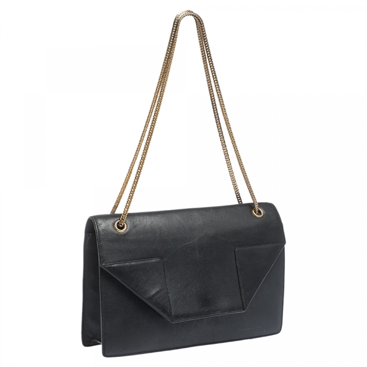 Pre Owned Saint Laurent Paris Black Leather Betty Shoulder Bag