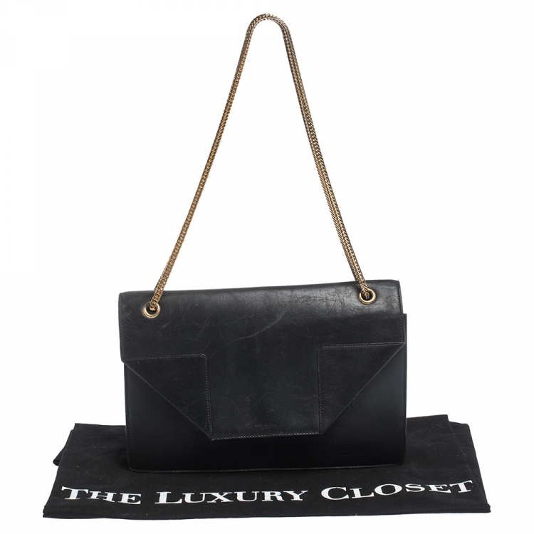 Pre Owned Saint Laurent Paris Black Leather Betty Shoulder Bag