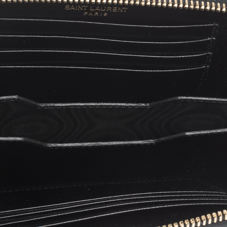 YSL Yves Saint Laurent Monogram Matelasse Leather Zip-Around