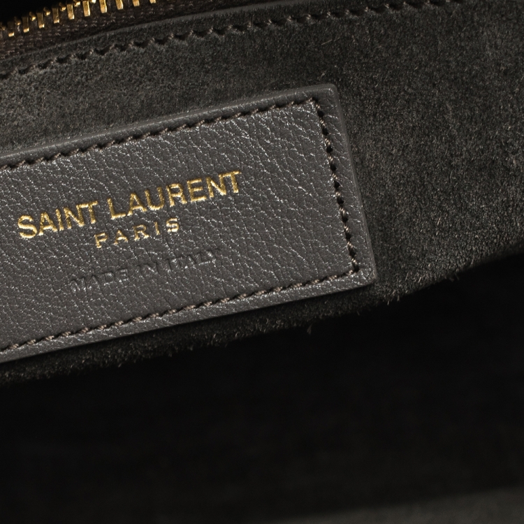 Pre Owned Saint Laurent Grey Crocodile Embossed Leather Small Classic Sac De Jour Tote
