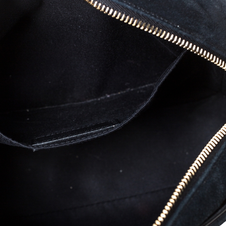 Pre Owned Saint Laurent Black Suede Crystal Embellished Lou Camera Crossbody Bag