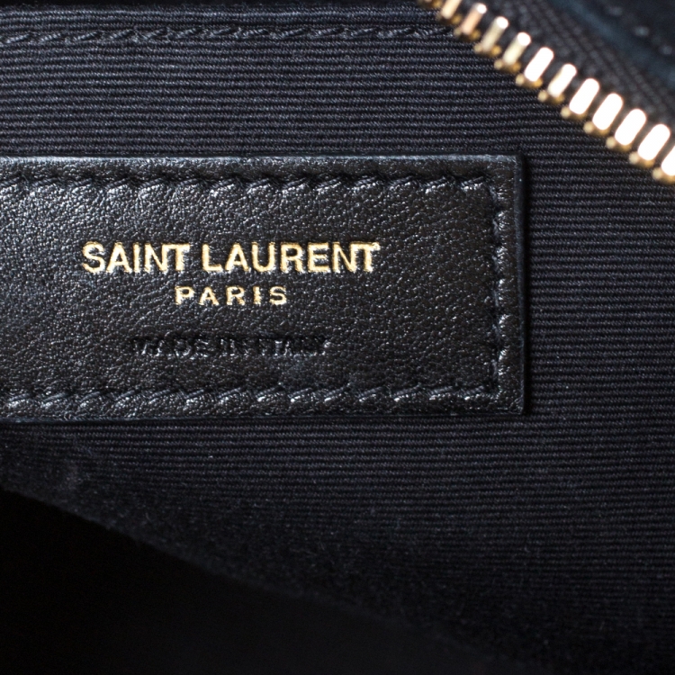 Pre Owned Saint Laurent Black Suede Crystal Embellished Lou Camera Crossbody Bag