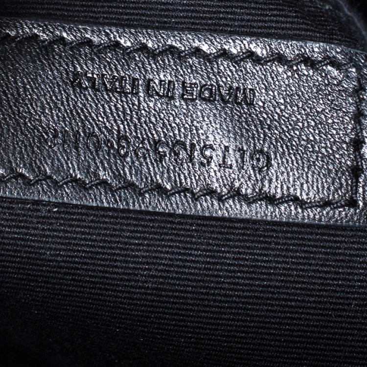 Pre Owned Saint Laurent Black Suede Crystal Embellished Lou Camera Crossbody Bag