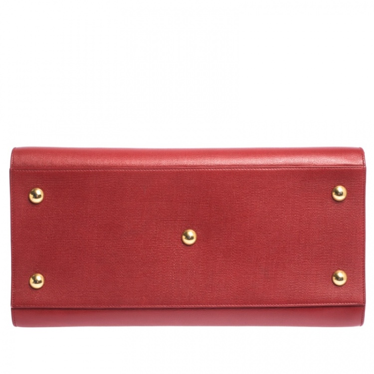 Pre Owned Saint Laurent Red Leather Medium Cabas Ligne Y Tote