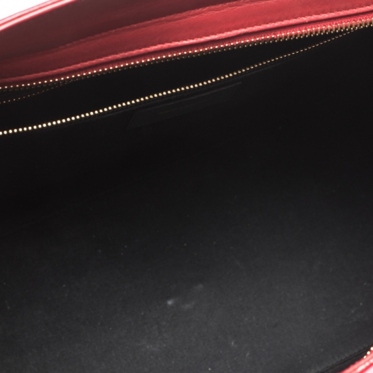 Pre Owned Saint Laurent Red Leather Medium Cabas Ligne Y Tote