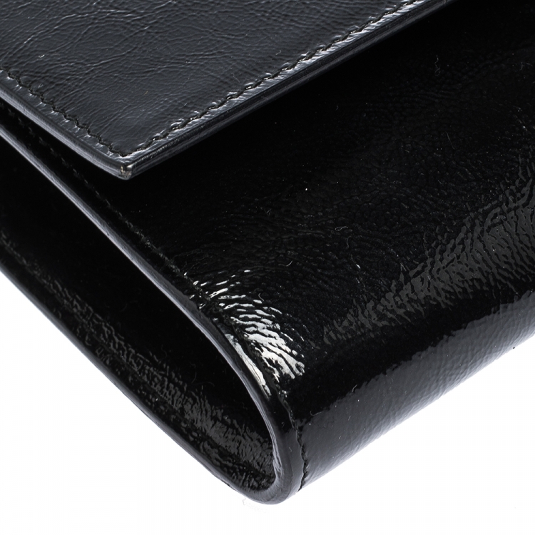 Pre Owned Saint Laurent Black Patent Leather Belle De Jour Clutch