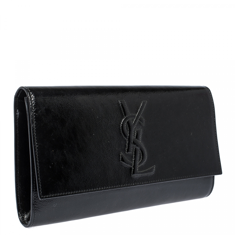 Pre Owned Saint Laurent Black Patent Leather Belle De Jour Clutch