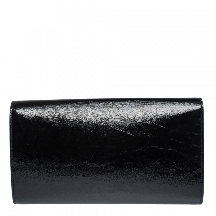 Pre Owned Saint Laurent Black Patent Leather Belle De Jour Clutch