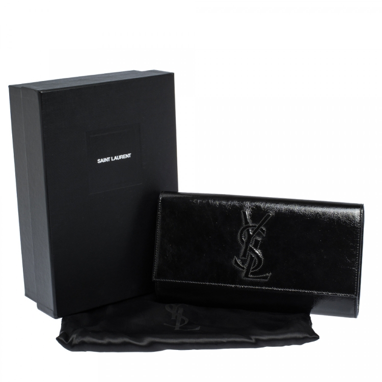 Pre Owned Saint Laurent Black Patent Leather Belle De Jour Clutch