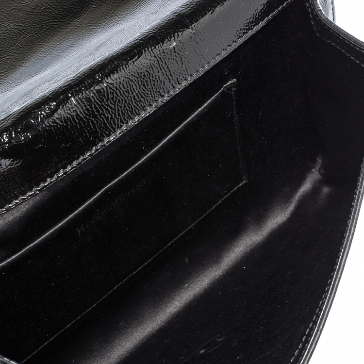 Pre Owned Saint Laurent Black Patent Leather Belle De Jour Clutch