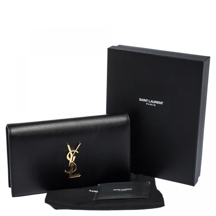 Pre Owned Saint Laurent Black Leather Kate Clutch