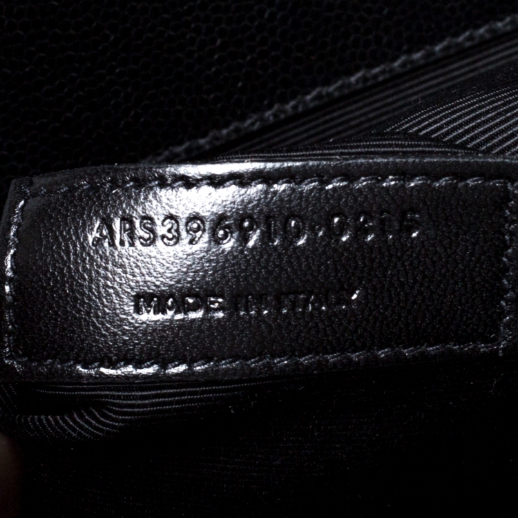 Pre Owned Saint Laurent Black Chevron Quilted Leather Monogram Envelope Shoulder Bag