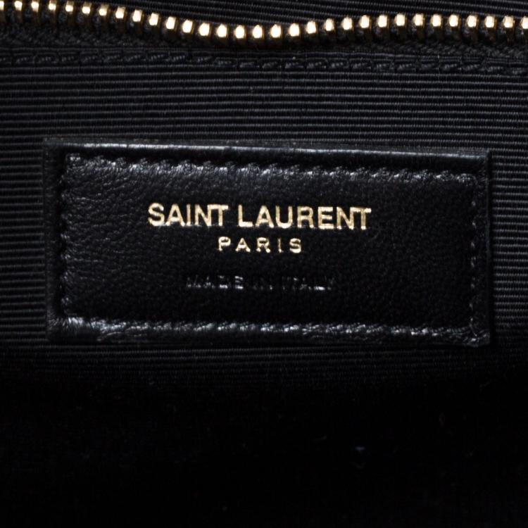 Pre Owned Saint Laurent Black Chevron Quilted Leather Monogram Envelope Shoulder Bag