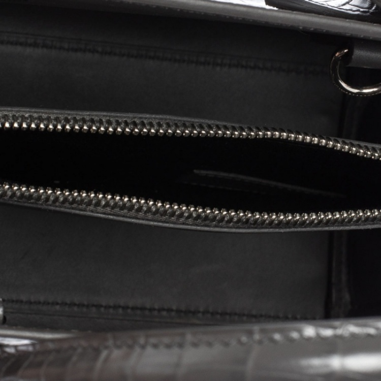 Pre Owned Saint Laurent Grey Croc Embossed Leather Baby Classic Sac De Jour Tote