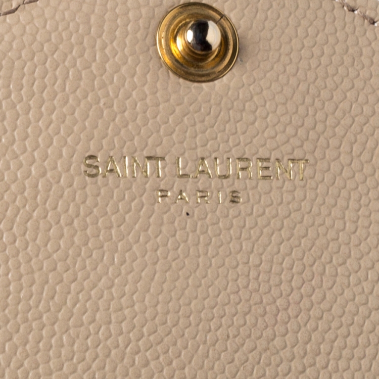 Pre Owned Saint Laurent Paris Beige Matelasse Leather Envelope Shoulder Bag