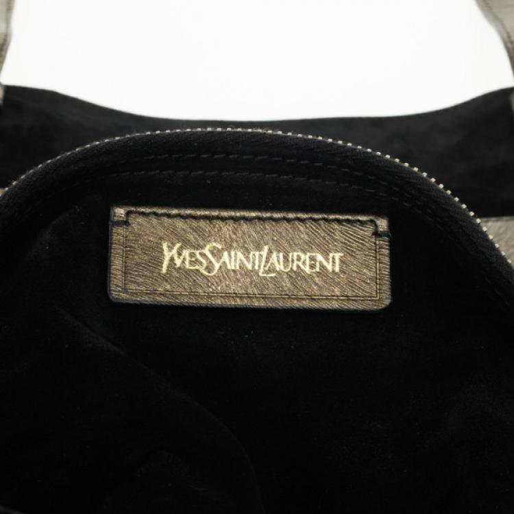 Pre Owned Yves Saint Laurent Bronze Pony Hair Embossed Leather Muse Two Top Handle Bag