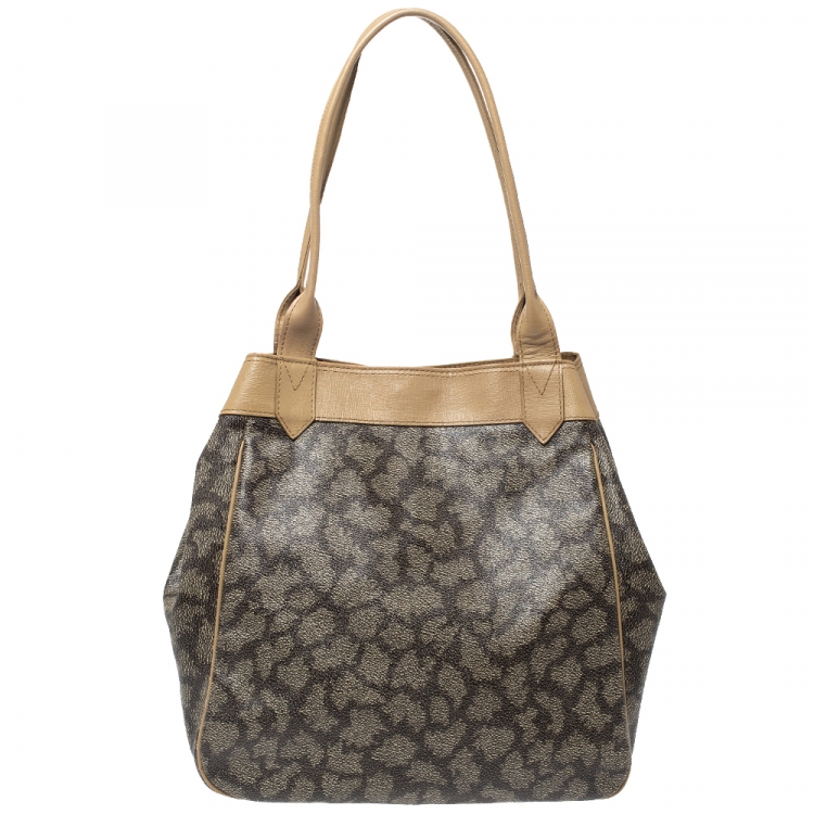 Pre Owned Yves Saint Laurent Grey/Beige Coated Canvas Shoulder Bag