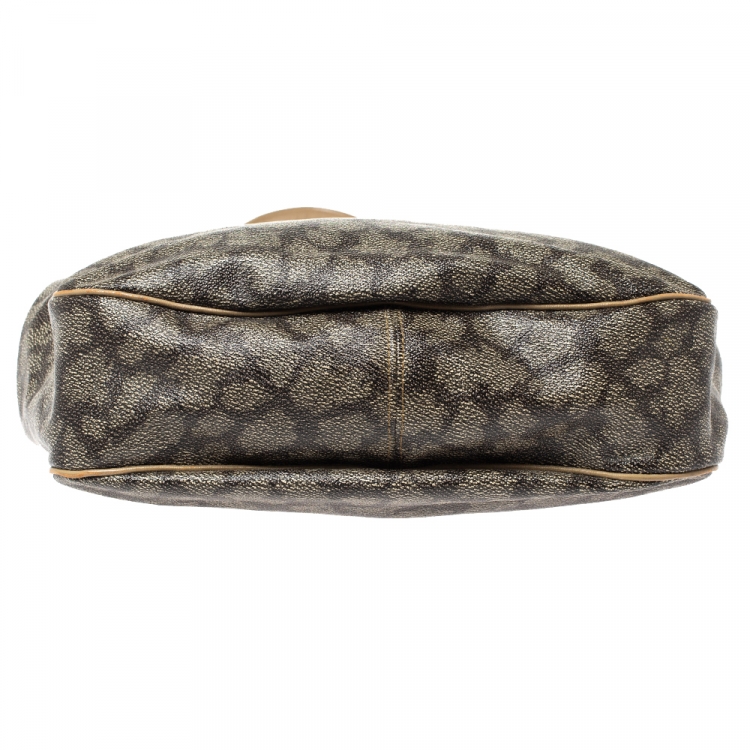 Pre Owned Yves Saint Laurent Grey/Beige Coated Canvas Shoulder Bag