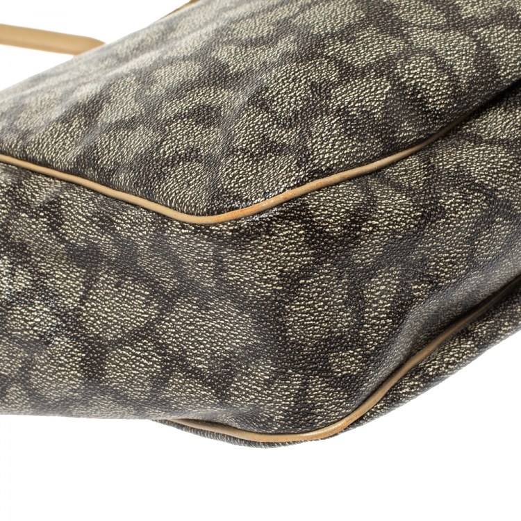 Pre Owned Yves Saint Laurent Grey/Beige Coated Canvas Shoulder Bag