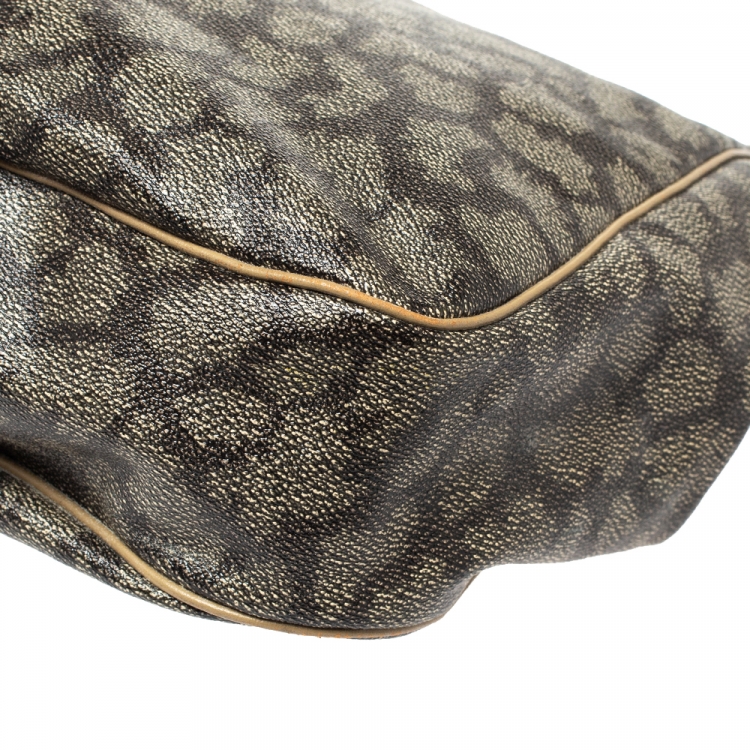 Pre Owned Yves Saint Laurent Grey/Beige Coated Canvas Shoulder Bag